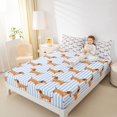 thumbnail image 2 of Manfei Kawaii Dog Fitted Sheet Queen, Dachshund Lover Bedding, Light Blue White, 3-Piece, 1 Fitted Sheet and 2 Pillowcases, 2 of 6