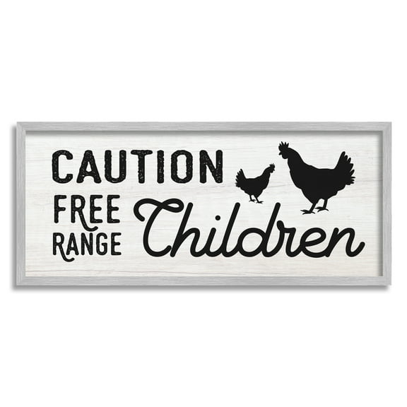 Stupell Indtries Caution Free Range Children Sign Family Farm Birds,24 x 10,Design by Daphne Polselli