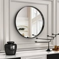 thumbnail image 2 of 32 in. x 32 in. Round Bathroom Vanity Mirror Black Metal Framed Wall Mirror, 2 of 11