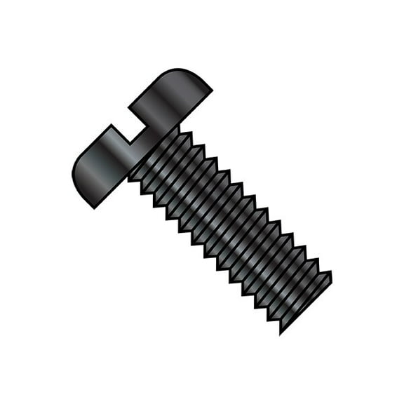 #8-32 x 1-1/2 in Slotted Pan Machine Screw, Zinc Black Steel, 3000 PK