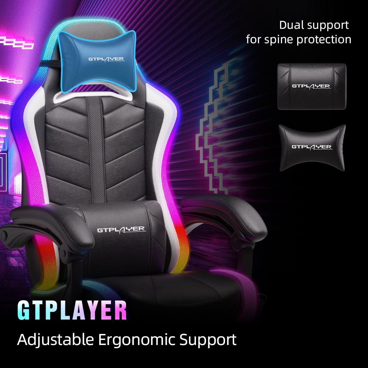 GTRACING GTW500 Lumina Elite LED Gaming Chair, Black