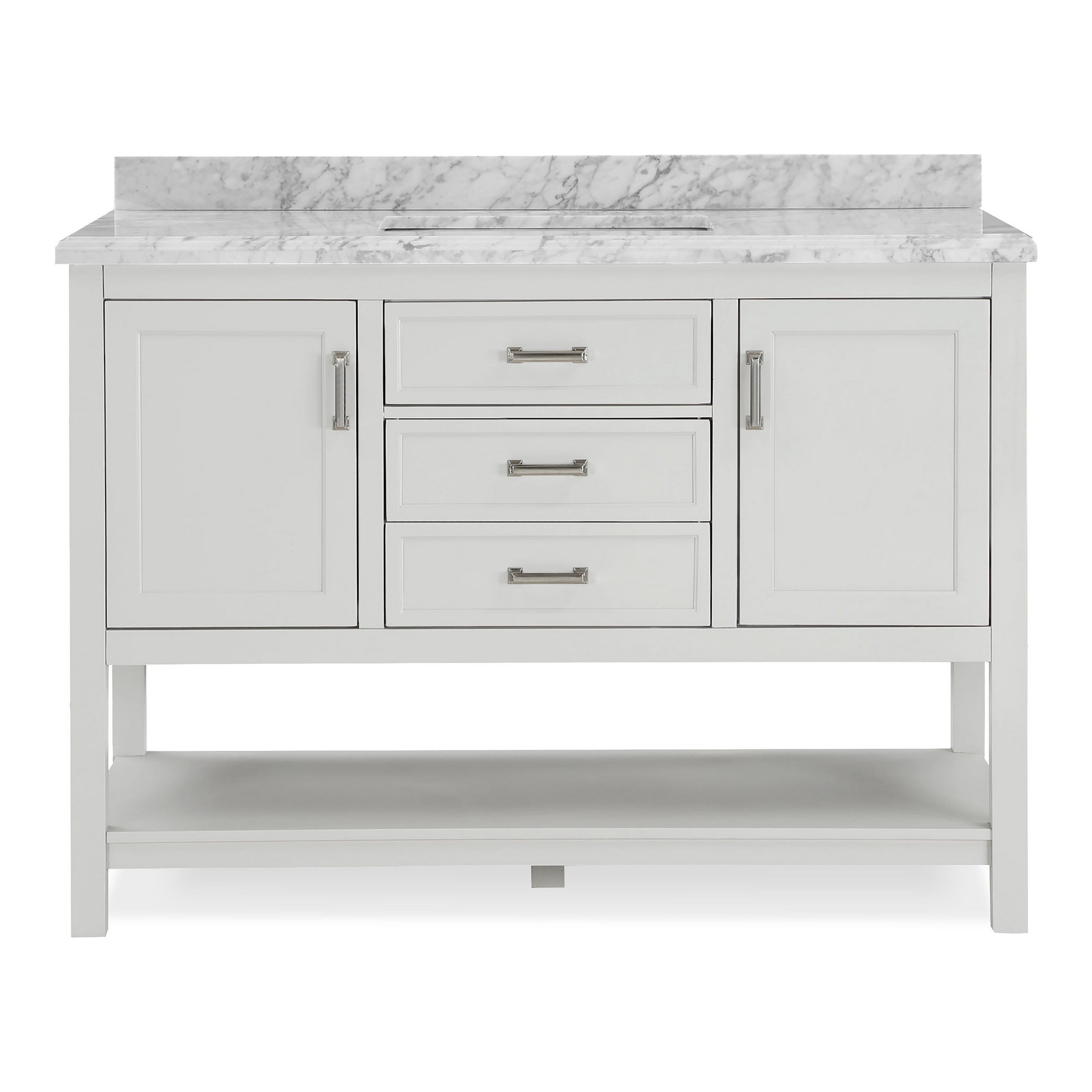Furniture of America Freya 49" White Single Bathroom Vanity with White Carrera Marble Top and Undermount Sink