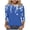Blue, variant on Drovellove Women's Casual Loose Fit Printed V Neck T-Shirt 3/4 Sleeve Tops - Soft Blouse for Home or Office