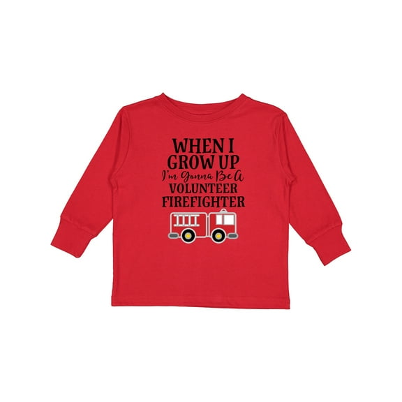 Inktastic Firefighter Volunteer Fireman Boys Long Sleeve Toddler T-Shirt