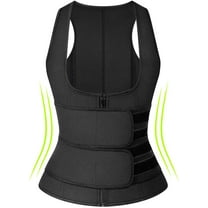 Vaslanda Sauna Waist Trimmer Vest with Adjustable Double Straps, Women Workout Compression Waist Trainer Sauna Suit Sweat Vest, Weight Loss Neoprene Snug Fit Tank Top