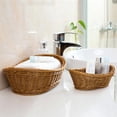 thumbnail image 3 of POINTERTECK Wicker Woven Breads Baskets  Stackable Oval Fruit Baskets Food Serving Holders for Vegetables  Home  Kitchen  Restaurant  Outdoor  Imitation Rattan Brown, 3 of 12