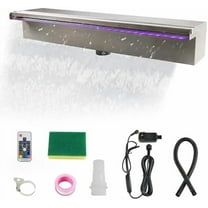 19.6 Inch Pool Waterfall Spillway, Stainless Steel Pond Waterfalls with Multi Color-LED Light Outdoor Pool Fountain, Water Flow Fountains Kit for Garden Patio & Rockery Decoration$$Garden & Patio