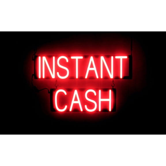 SpellBrite INSTANT CASH LED Sign for Business. 25.9" x 15.0" Red INSTANT CASH Sign Has Neon Sign Look With Energy Efficient LED Light Source. Visible from 500  Feet, 8 Animation Settings.