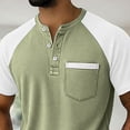 thumbnail image 6 of Mens Short Sleeve Henley Shirts Casual Waffle Knit Colorblock Raglan T-Shirts, Summer Leisure Lounge Tops with Pocket Quick Dry Breathable Outdoor Fashion Tee, 6 of 7