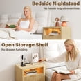 thumbnail image 3 of Lacoo End Table Set of 2 with Lights & Power Outlet, Fluted Nightstand with 2 Drawers for Bedroom, Sofa Side End Table for Living Room, Natural, 3 of 8