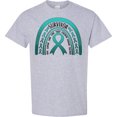 thumbnail image 3 of Inktastic Ovarian Cancer Survivor Teal Ribbon Rainbow T-Shirt, 3 of 5