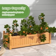 Resenkos Raised Planter Boxes, Large Space Elevated Flower Beds,Wooden Rectangular Garden Bed with Drainage System-Natural