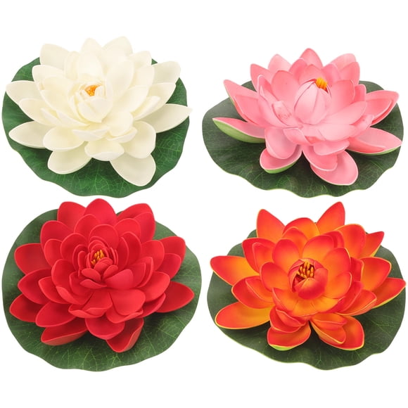 COSMOBETTY 4Ud Flor Artificial De Loto Para Y Jardín Decorativo Multicolor Plástico