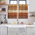 thumbnail image 2 of Farmhouse Burnt Orange Brown Kitchen Curtains Window Panels, Vintage Wooden Striped Insulated Window Treatment Curtain, Grommet Curtains for Bedroom/Living Room/Bathroom, 2 Piece 42"Wx54"L, 2 of 8