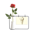 thumbnail image 1 of Sweet Ice Hand Drawings Pattern Artificial Rose Flower Hanging Vases Decoration Bottle, 1 of 3