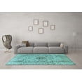 thumbnail image 3 of Ahgly Company Indoor Square Medallion Light Blue Traditional Area Rugs, 7' Square, 3 of 4