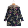 thumbnail image 5 of Flower Leaf Printed Women Autumn Winter Warm Hooded Pocket Coat Zipper Overcoat, 5 of 8