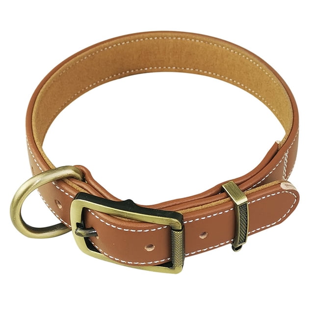 Collar de piel para perros - Collar acolchado para mascotas - Collar para cachorros auténtico ajustable - adecuado para tamaños pequeños