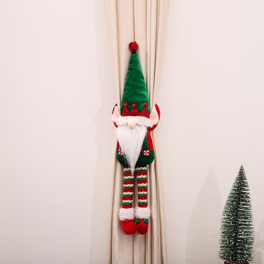 Christmas Window Curtain Santa Plush Doll Buckle Holder Tieback Xmas Home Decor