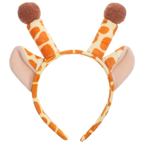 KAKOWELY Diadema con orejas de jirafa de peluche, diadema con cuerno de jirafa, linda diadema con jirafa de dibujos animados