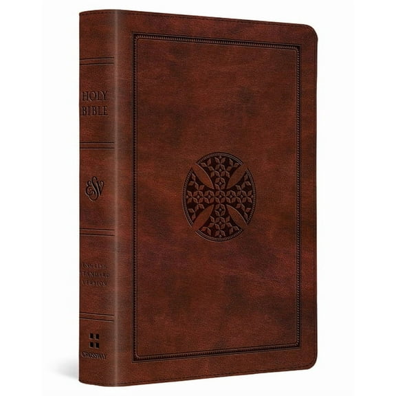 ESV Large Print Compact Bible, Red Letter (Trutone, Brown, Mosaic Cross Design), (Hardcover)