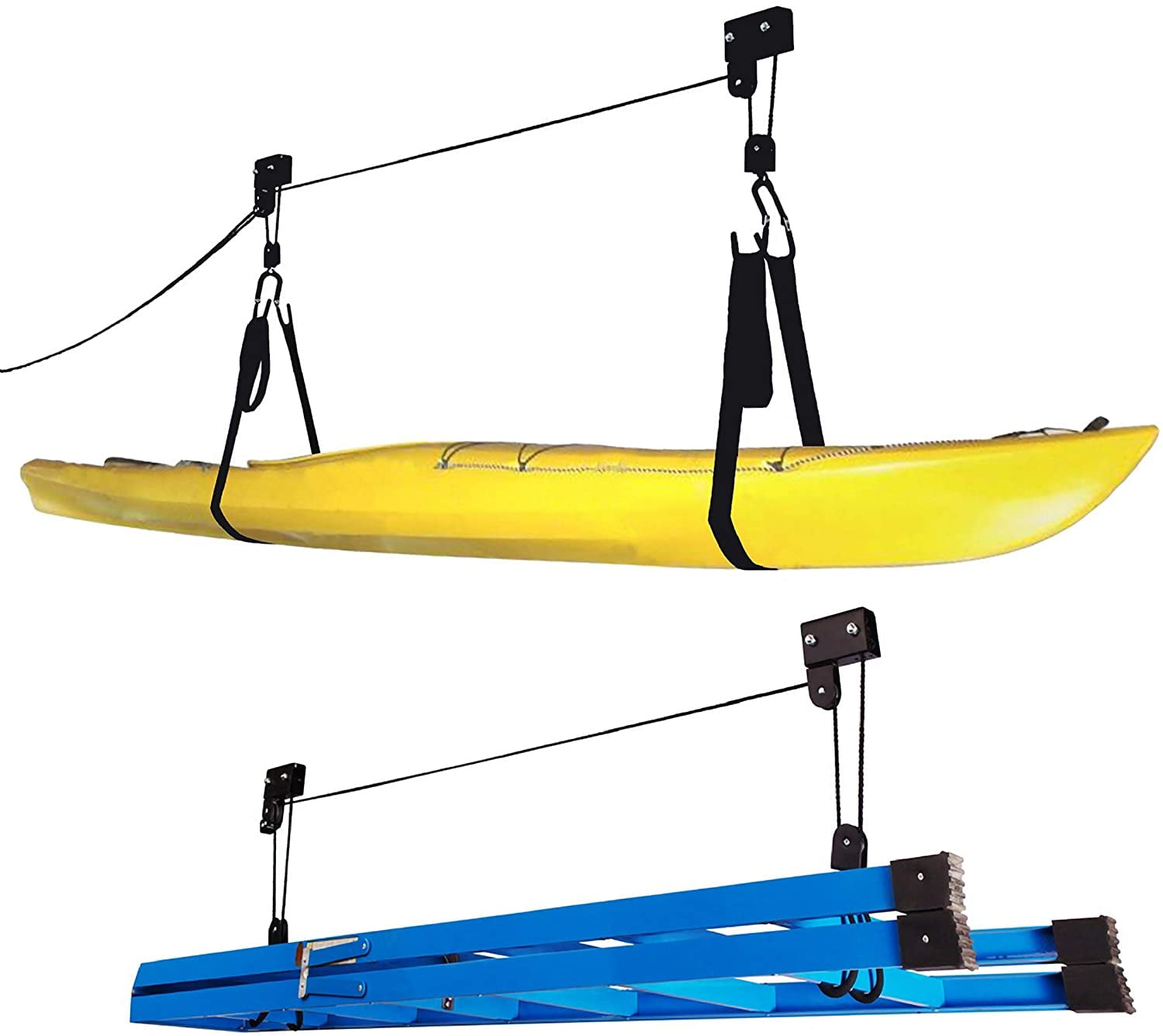 Two 2 Pack Kayak Hoist Lift Garage Storage Canoe Hoists 125 lb Capacity 
