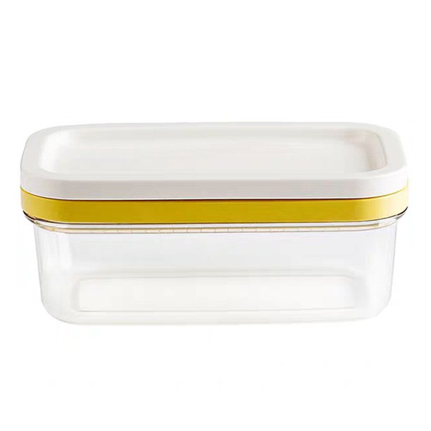 Plato Cortador Mantequilla Con Caja Recipiente Plástico Tapa (200 G) Amarillo