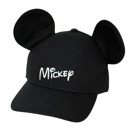 Adult Mickey Mouse Hat Baseball Cap with Ears - Black