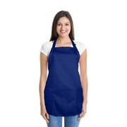 DALIX Apron Commercial Restaurant Home Bib Spun Poly Cotton Kitchen Aprons (2 Pockets) in Navy Blue