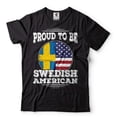 thumbnail image 2 of Proud To Be Swedish American Shirt America Sweden Shirt Sweden Patriotic Flag Shirt (Medium Military Green), 2 of 6