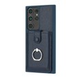 thumbnail image 4 of Compatible with Samsung Galaxy S21 Ultra Wallet Phone Case,360°Rotation Finger Ring Holder Kickstand,with Card Holder,Lychee Pattern PU Leather Durable Shockproof Rugged Phone Case,Blue, 4 of 12