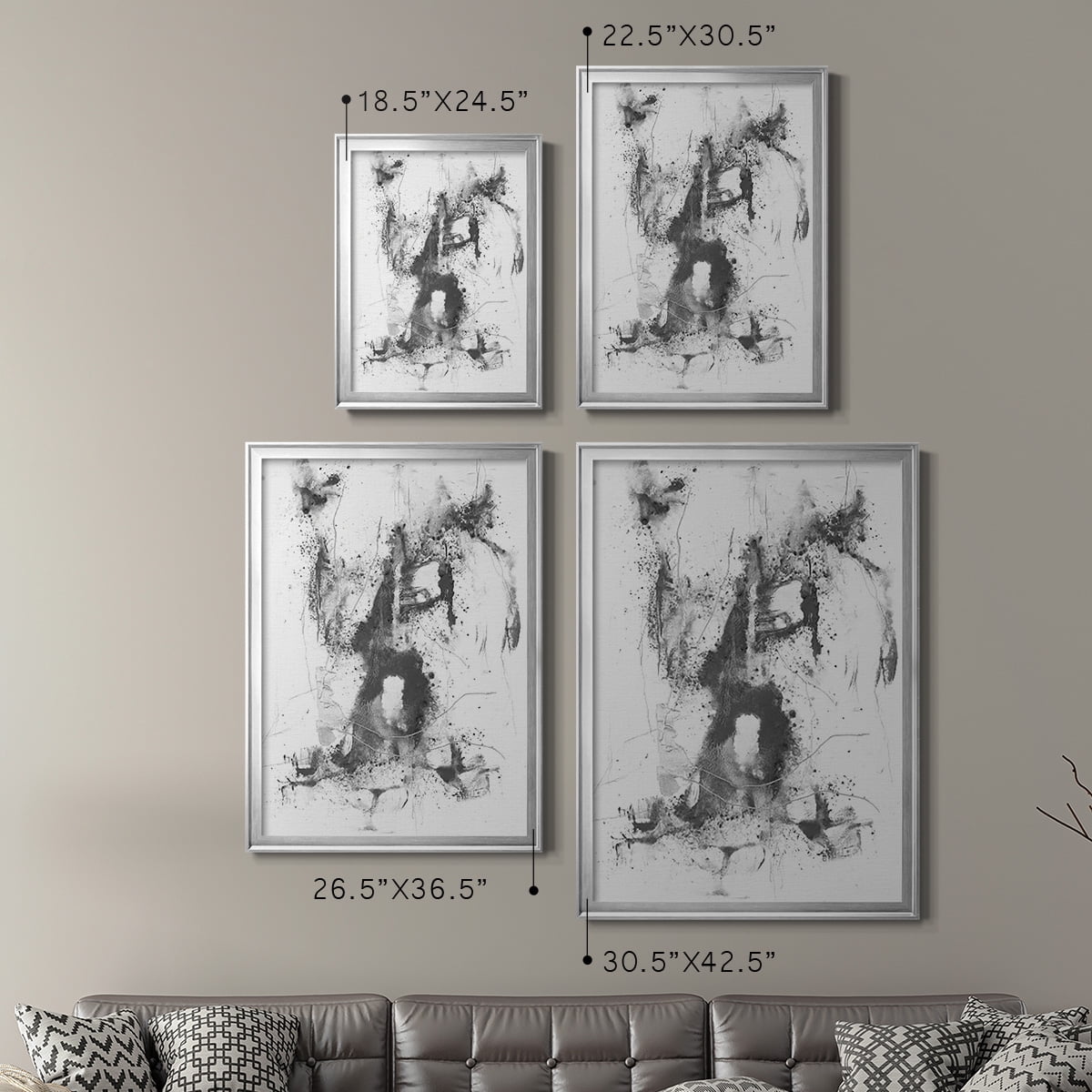 Graphite Abstract II Premium Framed Print, in Gold, Black, or Silver - Ready to Hang