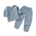 thumbnail image 1 of Spring Summer Children T-shirt Elastic Waist Girls Clothing Trouser Set Long Sleeve Round Neck Tops Pants Kit Clothes Birthday Gift Blue 110cm, 1 of 9