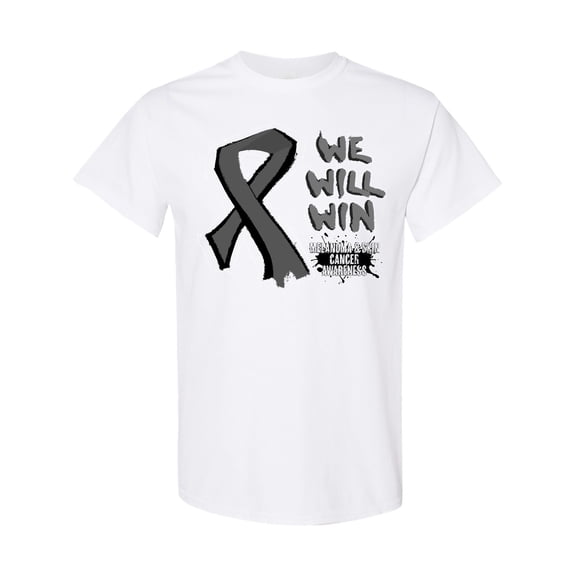 Inktastic Ribbon We Will Win Melanoma & Skin Cancer Awareness T-Shirt