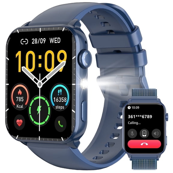 Blackview 1.91-inch Men Women's Smartwatch,with Answer/Make Calls/100  Sports Modes/Message Reminder/Waterproof,fits for Android Iphone Devices,Blue