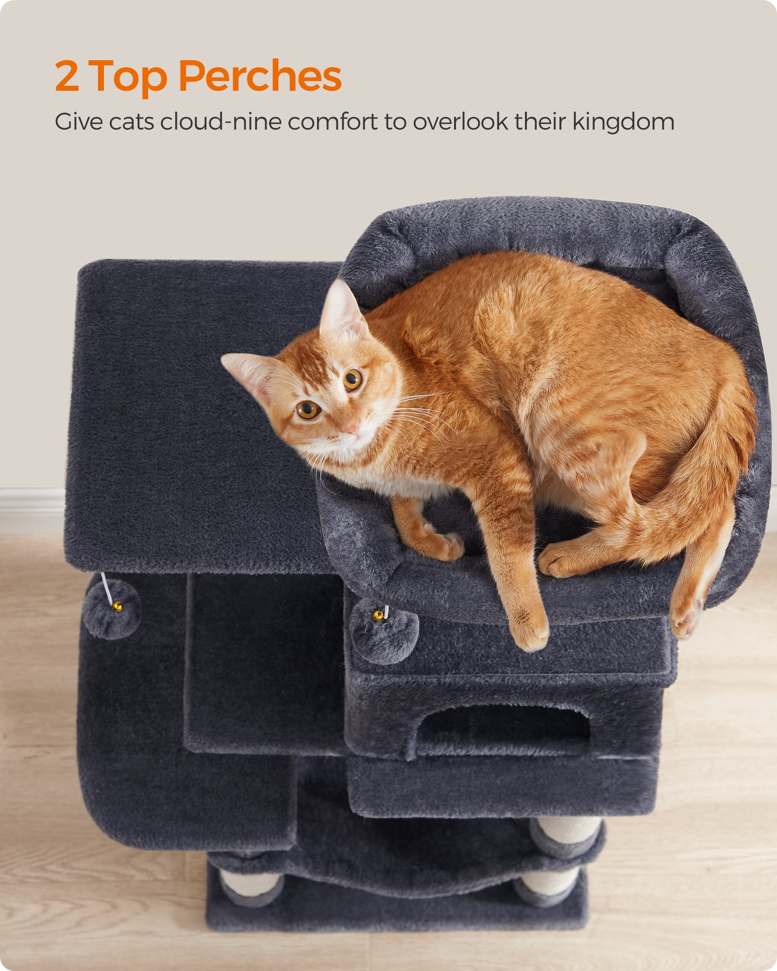 44.1'' Cat Tree Tower for Indoor Cats ,Multi-Level Cat Condo Cat Furniture with Scratching Posts,Smoky Gray