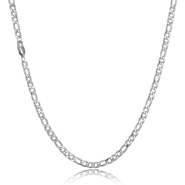Cadena Figaro de plata Collar de cadena para hombre Cadenas de acero inoxidable para hombre Collar de joyería Regalos 18/20/22/24 pulgadas Ormromra Collares