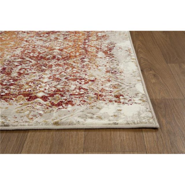 HomeRoots 475614 2 x 8 ft. Distressed Diamonds Runner Rug, Ivory & Rust