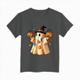 thumbnail image 7 of NOLDARES Children Girls Boys Tops Halloween Themed Cartoon Printed Short Sleeved Crew Neck T Shirt(Grey,3-4 Years), 7 of 7