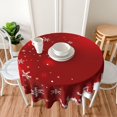thumbnail image 4 of Christmas Tablecloth Round 70 x 70 Inch Christmas Red Round Table Cloth Polyester Fabric Xmas Winter White Red Snowflake Table Cover for Kitchen Party Picnic Outdoor Decor, 4 of 7