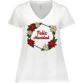 thumbnail image 3 of Inktastic Feliz Navidad Poinsettia Women's Plus Size V-Neck T-Shirt, 3 of 5