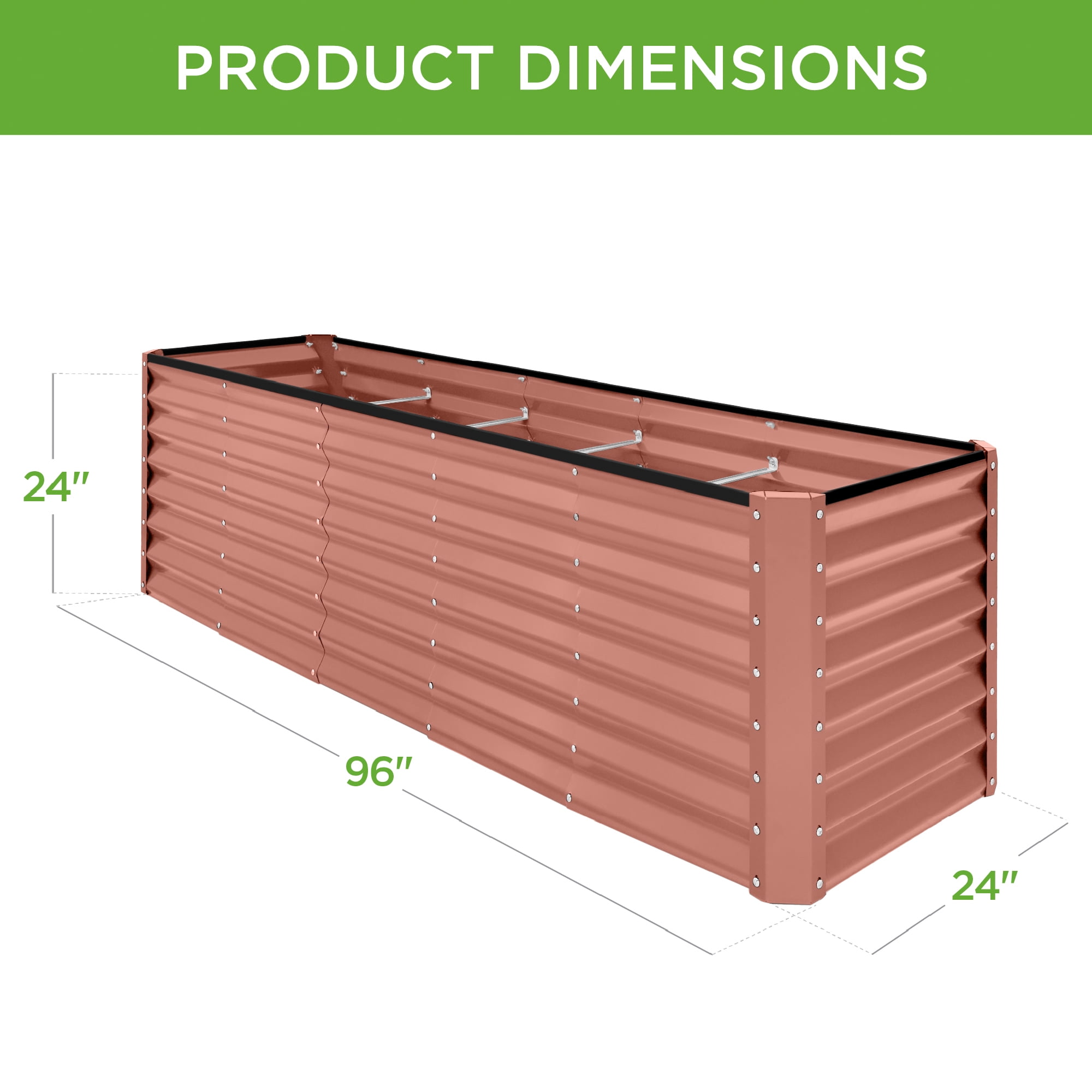 Best Choice Products 8x2x2ft Raised Metal Outdoor Garden Bed for Flowers Vegetables Herbs - Terracotta