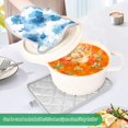 thumbnail image 4 of 2 Pack Pot Holders for Kitchen Heat Resistant Hot Pads Sets for Cooking Baking Blue Ink Pattern, 4 of 7
