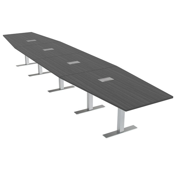 18Ft Modular Hexagon Boardroom Table Metal T Bases Power Data Modules
