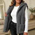 thumbnail image 4 of Winter Jacket Women Baeitkot Sleeveless Hooded Fleece Vest with Pockets for Winter Layering Daily Wear Gray S, 4 of 6