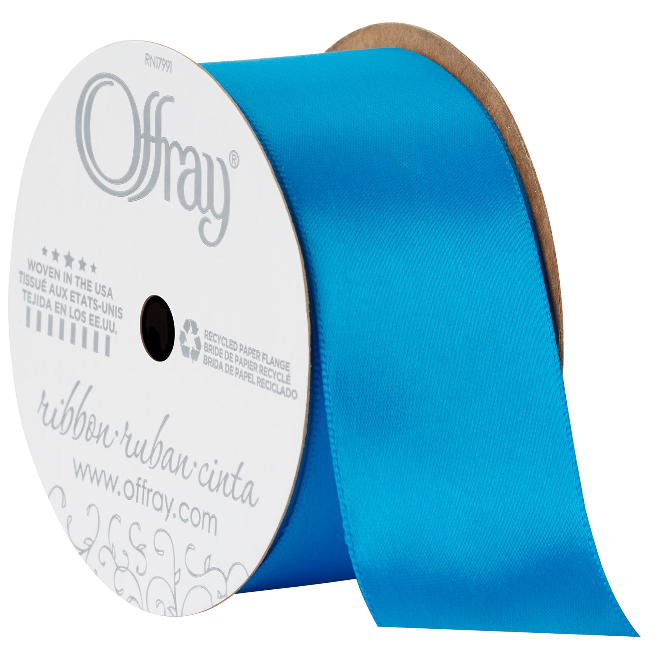 (4 pack) Offray Ribbon, Lagoon Blue 1 1/2 inch Single Face Satin Polyester Ribbon, 12 feet