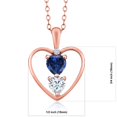 thumbnail image 2 of Gem Stone King 18K Rose Gold Plated Silver Blue Created Sapphire Pendant Necklace for Women (0.74 Cttw, Gemstone September Birthstone, Heart 5MM and 4MM, with 18 inch Silver Chain), 2 of 3