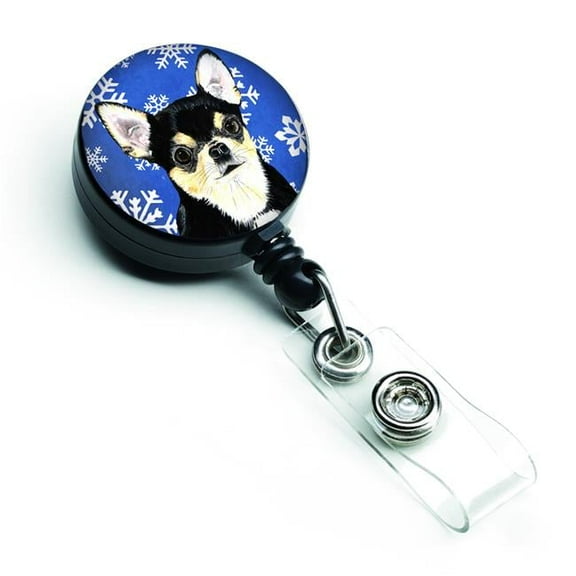 Carolines Treasures SC9399BR Chihuahua Winter Snowflakes Holiday Retractable Badge Reel