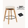thumbnail image 3 of Joyyskill Swivel Barstools Set of 2, Backless Wooden Counter Height Barstools with Upholstered & Metal Footrest, Dark Oak/Beige, 3 of 7