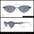 thumbnail image 3 of Womens Rimless Metal Rim Cat Eye Pyramid Stud Jewel Arm Sunglasses All Black, 3 of 8